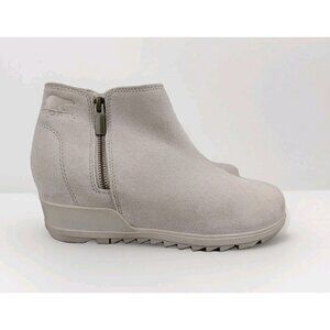 Womens Sorel Evie Bootie Cream Suede Side Zip Boots Size 9